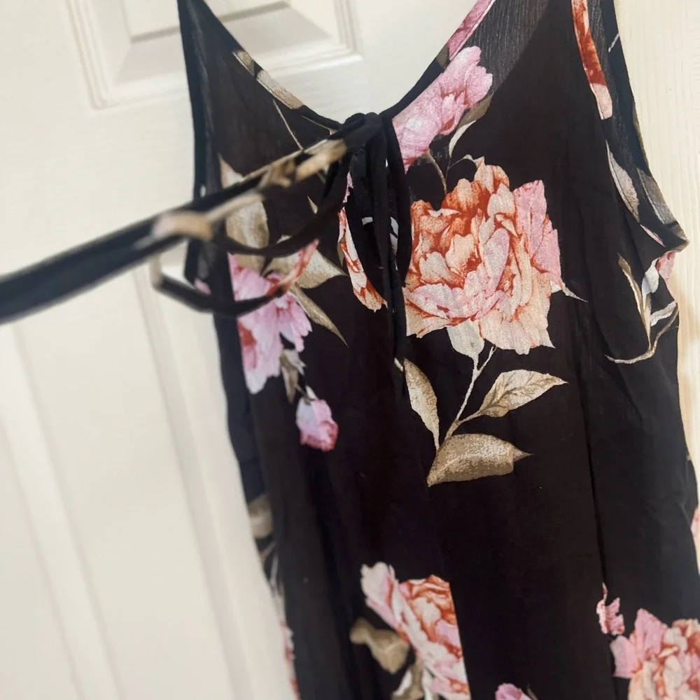 Audrey 1+3 Black floral Wide Leg Jumpsuit Boho Resort Chic small